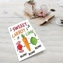 1/2/5/10 piezas Tarjeta de cumpleaños humorística para cualquiera - Diseño colorido de zanahoria dulce y lima, regalo divertido para él, ella, mamá, papá - Incluye sobre, adecuado para cumpleaños, felicitaciones, mejórate, buena suerte, página en blanco en el interior, regalo perfecto para el Día del Padre, Día de la Madre, varias festividades, aniversarios, fiestas, bodas y ocasiones especiales - Multicolor - Ver 5
