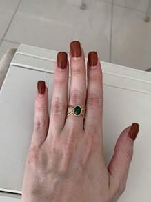 1 Pc Vintage Turquoise Rings For Women Gold Color Stainless Steel Adjustable Open Rings Bohemian Summer Jewelry Gift