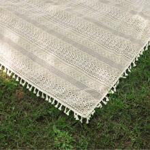 1 pieza Estera de picnic de encaje de jacquard de estilo boho con borlas y calado