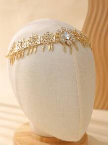 1個女性用中空水晶和貓眼寶石頭鏈,金色調,適用於日常穿著、節日和婚禮 - 綠色 - 查看 1