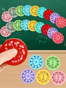 1 Box 9pcs Number Spinner Fidget Toys, Anti-Stress Rotating Digit Spinner Toys, Finger Math Calculation Spinner - Random Color - Multicolor - View 1