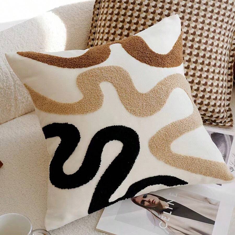 1pc Creative & Fashionable Soft Fluffy Tassel Decorative Pillow Cover - Multicolor - View 1