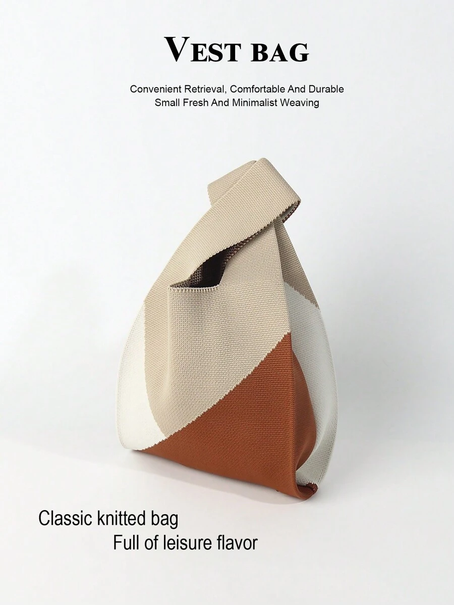 1 件多色拼布钩针透气轻便可折叠手提包，适合日常使用、度假、通勤、购物、摄影、户外活动、返校、旅行、节日、女性上学、母亲礼物