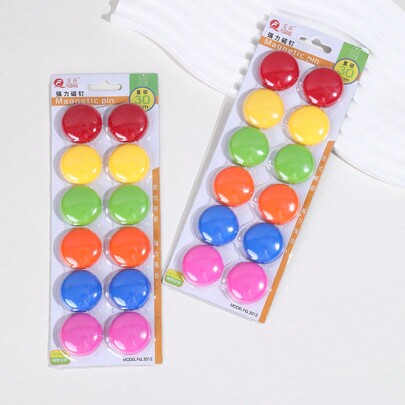 12pcs/Set Multipurpose Colored Round Magnetic Buttons, 30mm Diameter Magnets For Whiteboard/Blackboard Back To School