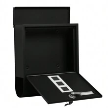 SONGMICS Cassetta Postale, Cassetta Posta, Serratura con Cilindro in Rame e Copertura Girevole, Finestre, Targhetta, Portagiornali, Facile da Montare, 10 x 30,8 x 33,8 cm, Nero