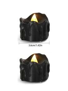 Juego de 6 velas LED a prueba de agua, velas negras derretidas, velas sin llama parpadeantes para Halloween, decoración gótica adecuada para decoración de días festivos, fiestas, cenas románticas, Halloween, Día de los Muertos, Navidad - Negro - Ver 8