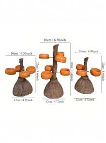 Magic 's Broom And Pumpkin Cup Holder - Halloween Resin Decoration Set, Multifunctional Use For Indoor And Outdoor - Multicolor - View 3
