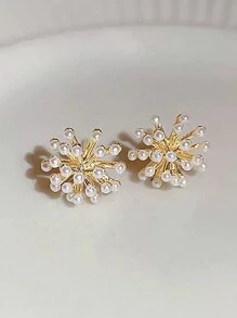 1pair Dainty Faux Pearl Elegant Women's Stud Earrings