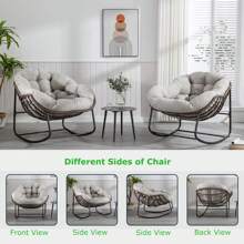 Outdoor Rocking Chair, Patio Oversized Wicker Egg Rocking Chair, Indoor Rattan Comfy Rocker Chair With Thick Cushion, Modern Lounge Chair For Living Room Balcony Front Porch Garden Backyard Deck - Beige - View 8