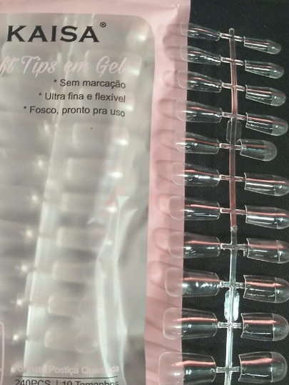 Unhas Soft Tips em Gel POSTIÇA QUADRADA – Transparente 240 PCS Festa Junina