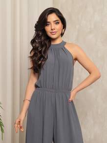 Fashionable Women's Jumpsuit - Dark Grey - View 4