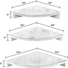 Rustic White Floating Corner Shelves Set Of 3 Wall Mount Display Shelf For HomeRoom Decor - Grey - View 2