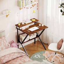 Small Desk, 27.5 Inch Small Computer Desk For Small Spaces, Compact Desk With Storage, Tiny Desk Study Desk With Monitor Stand For Home Office, Espresso - 深褐色 - 查看 3