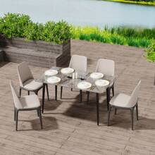 Rectangular Dining Table Real Marble Tabletop, 120cm White Kitchen Table With Black Tapered Metal Legs Morden Sintered Stone Top 6 Person For Home Restaurant 120x70x76cm - Grey - View 10