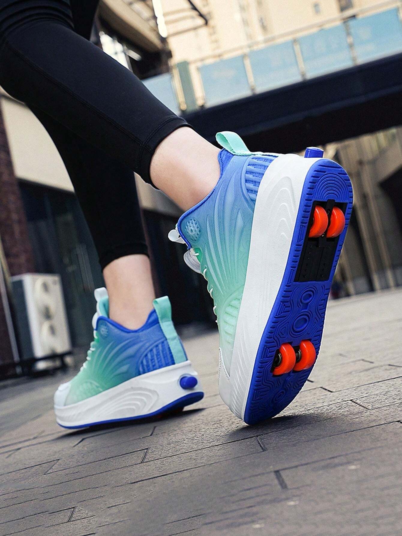 Kid's LightUp Sneakers With Retractable Wheels, Boys' Breathable