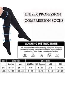 3 双男女款大腿高筒压缩袜，运动袜长袜，适合跑步、骑行、运动大腿高筒过膝袜 - 彩色 - 查看 4