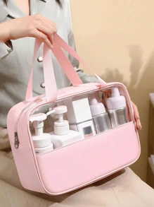 女士便携式旅行洗漱包女式透明防水化妆品收纳包返校书包旅行必需品旅行收纳包海滩暑假学校化妆包返校用品化妆品收纳包学校用品包收纳包房间用品 - 彩色 - 查看 1