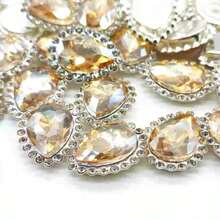 Crystal Drop 13mm X 18mm With Rhinestones Silver Steel Base 200 Units - khỏa thân12# - Xem 2