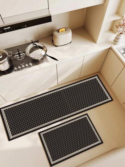 1 件优质图案纹理硅胶厨房垫，软垫抗疲劳厨房地毯，吸水速干防滑厨房地垫和地毯，简约硅胶软橡胶垫，适用于厨房、浴室、洗衣房、入口