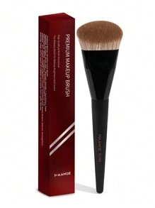 1 Peça Pincel de Maquiagem para Aplicação de Base nos Dedos MAANGE, Pincel de Maquiagem Líquida, Super Macio, Ferramenta de Maquiagem Profissional, Tubo Vermelho e Prateado Adequado para Maquiagem Facial Diária - Preto - Visão 2