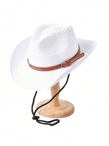 Sombrero de playa para mujer, sombrero de paja de estilo vaquero occidental, sombrero de paja de estilo de playa de verano con cordón, diseño plegable, sombrero bohemio fácil de viajar con protección UV, sombrero de sol, sombrero de playa, verano - Multicolor - Ver 15