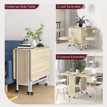 HOMCOM Mobile Drop Leaf Table Folding Kitchen Table Extendable Dining Table For Small Spaces With 6 Wheels & Storage Shelf - Yellow - View 5