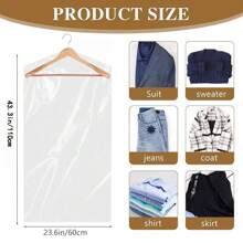 20 piezas Bolsas transparentes para prendas, bolsas de plástico transparente de 4 mil de grosor para limpieza en seco, almacenamiento de trajes, vestidos, abrigos, ideal para limpieza en seco, almacenamiento en el hogar, decoración de viaje, disfraces de Halloween, decoración de otoño, decoración de festivales - Transparente (PE) - Ver 5