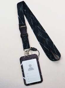 1pc Black Marble Detachable Lanyard With ID Card Holder & Metal Key Clasp, Keychain, Lovely Marble Buckle Lanyard With Phone Strap, Best For Women, Teachers, Students, Employees, Ideal Teacher's Day Car Accessories Bag Charm Backpack For School Cute Goth Y2k Halloween Accessories Teachers Day Christmas Gift Ideas Bag Accessories Lanyards With Id Holder Car Accessories Bag Charms