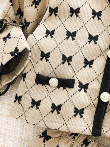 2 件套新生儿女孩蝴蝶印花纱布开衫和三角裤套装，春秋季服装连衣裙 - 黑色 - 查看 5