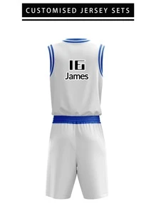 Custom Basketball Jersey Set, Unisex Students Sportswear Vest And Shorts, Team Uniforms With Print, Summer - White - View 3