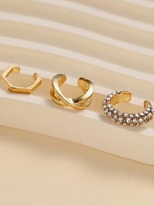 Set de 3 piezas de pendientes de clip de cristal minimalistas de moda para mujeres, aptos para citas, fiestas, uso diario y regalo de San Valentín