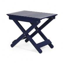 White/Raw Wood/Brown/Dark Brown/Dark Blue Outdoor Folding Wooden Side Table 15" L X 22.75" W X 18.25" H - 藏蓝色 - 查看 2