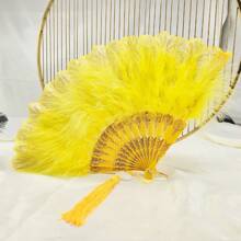 1/3 件风格羽毛扇头带围巾，万圣节礼物，优雅复古折叠女式手扇，适合舞蹈、音乐节、T 台、古典服装配饰