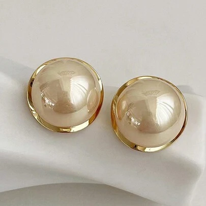1 par de pendientes elegantes minimalistas de moda diaria/de fiesta con perlas artificiales geométricas para mujeres