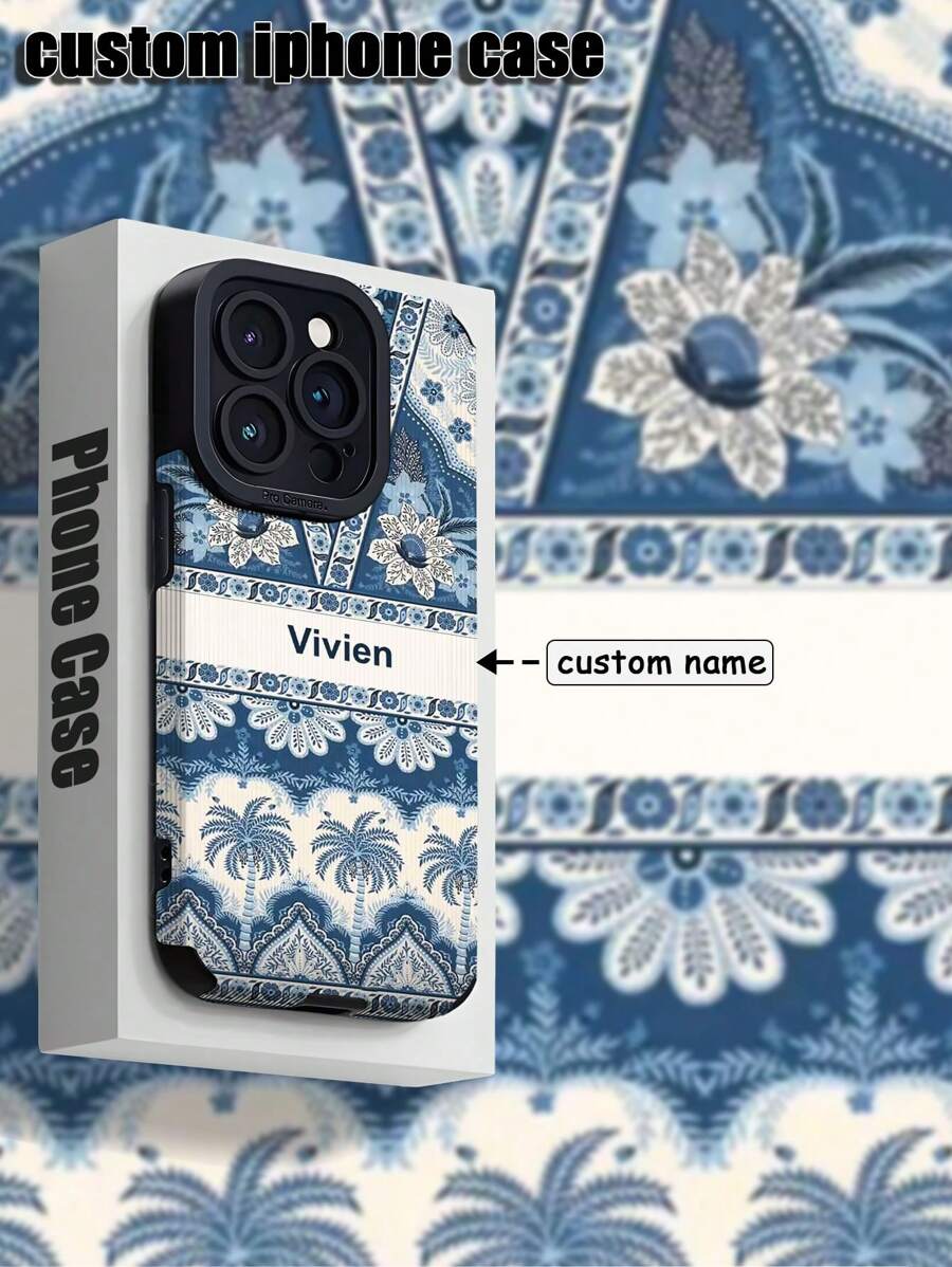 波西米亚风 1 件定制皮革纹理防震手机壳，个性化名称/文字，兼容 iPhone 15/14 Plus/13 Pro/12 Pro Max/11/6P/7P/XS/XR，是送给个人、伴侣、家人、朋友的理想礼物 - 黑色 - 查看 1