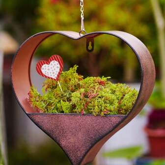 Rustic Heart Shape Hanging Planters Home Garden Decor,Unique Gifts For Women Men Mom Grandma Birthday Gifts - Metal Plant Hangers For Indoor Outdoor Decoration – Perfect For Window, Decorations For Patio Living Room