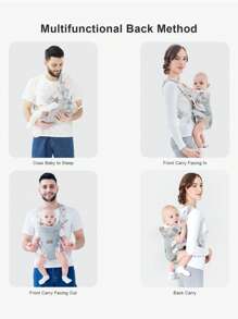 四合一新生儿背带，婴儿裹式背带（7-45磅），婴儿背带，带钩环，可轻松调节，面料柔软，四季适用 - 彩色 - 查看 9