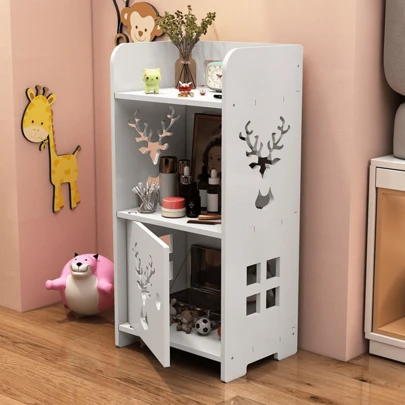 1pc Bedside Storage Cabinet, Minimalist Modern Small Nightstand, Cute Hollow Deer Design Home Storage Rack