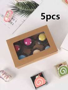 5pcs/10pcs Paperboard Cupcake/Pastry Boxes, Suitable For Baked Goods, Festivals, Parties