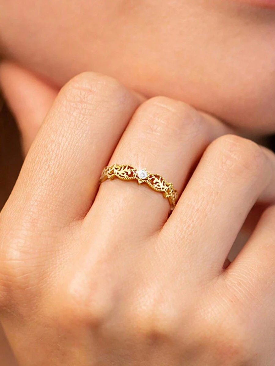 Stylever 1 Máy Tính Retro Phong Cách Lịch Sự Nhẫn Cho Nữ Nữ Trang Sức S925 Bạc Mỹ Món Quà Trang Sức Dành Cho Cặp Đôi Có Niên Đại Trang Trí cho Vũ Hội