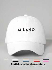 Street 1入組MILANO ITALY印花棒球帽，戶外防曬可調休閒帽，適用於春秋旅行、海灘度假，Y2K流行年輕帽 - 白色 - 查看 8