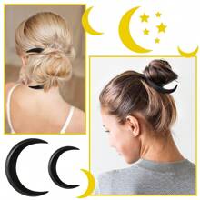 1 pieza Horquilla para el cabello con forma de media luna tallada a mano para mujeres, palillo para el cabello de madera con forma de luna, pinza para el cabello con forma de media luna, accesorios para el cabello con forma de luna, pasadores para peinar el cabello con forma de luna - Negro - Ver 12