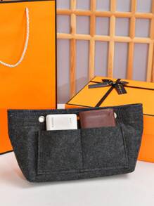 1 个（21 厘米 * 13 厘米 * 12 厘米）经典实用轻便隔层内袋，多口袋，大容量，防水，适用于化妆品、手机、移动电源、简约休闲内衬袋、收纳整理器 - 灰色 - 查看 3