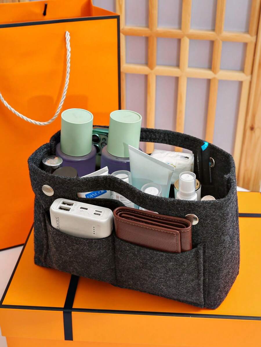 1 个（21 厘米 * 13 厘米 * 12 厘米）经典实用轻便隔层内袋，多口袋，大容量，防水，适用于化妆品、手机、移动电源、简约休闲内衬袋、收纳整理器 - 灰色 - 查看 1