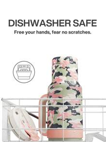 Vaso térmico de 40 Oz/1.2L con estampado de camuflaje y asa, tapa con pajita y boquilla de 2 en 1, a prueba de fugas, apto para lavavajillas, taza de viaje de acero inoxidable aislada, mantiene frío durante 34 horas, cabe en el portavasos del coche (Salpicado de rosa)