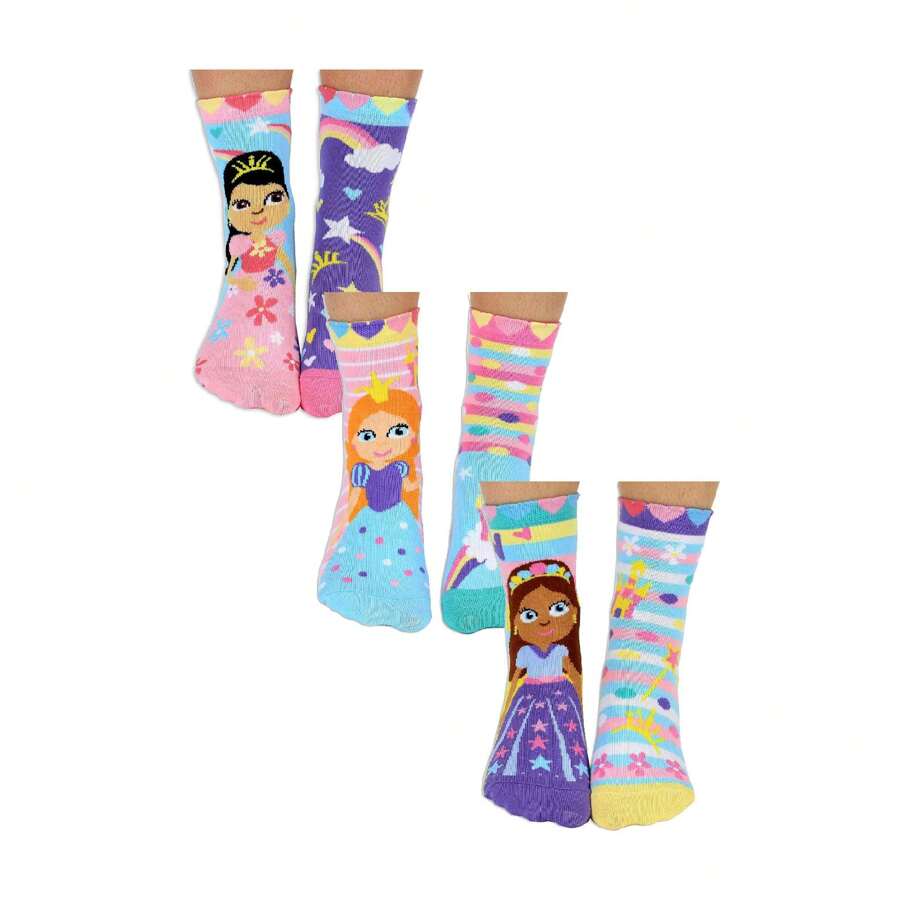 United Oddsocks 6 Pack Girls Cute Novelty Princess Odd Socks In A Gift Box (Princess) - Fast Shipping And Quick Delivery - Multicolor - View 1