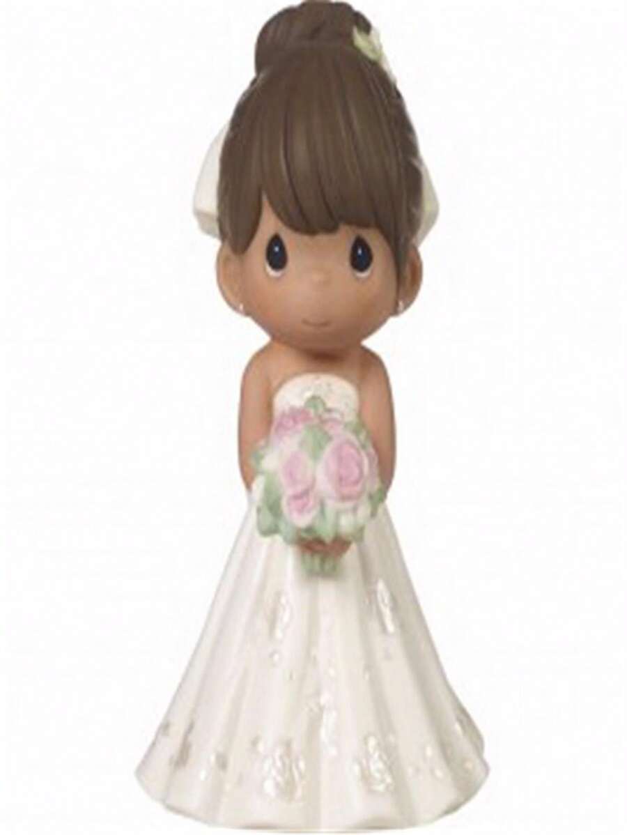 Precious Moments 171839 5 In. Figurine Bride Wedding Cake Topper With Brown Hair Medium Skin Tone, Bisque - Multicolor - View 1