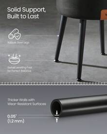 VASAGLE EKHO Collection - Storage Ottoman, Dressing Table Stool, Synthetic Leather With Stitching, Mid-Century Modern, Round Storage Stool Seat With Steel Legs, Loads 150 Kg - Black - View 4