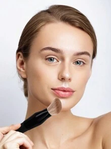 1 Peça Pincel de Maquiagem para Aplicação de Base nos Dedos MAANGE, Pincel de Maquiagem Líquida, Super Macio, Ferramenta de Maquiagem Profissional, Tubo Vermelho e Prateado Adequado para Maquiagem Facial Diária - Preto - Visão 9