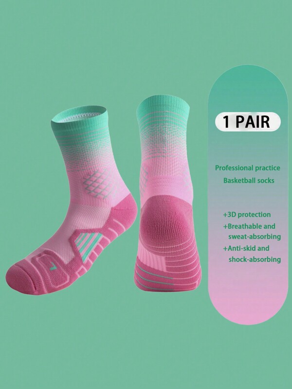 1 paire Chaussettes de basketball rembourrées pour hommes, chaussettes athlétiques hautes absorbant l'humidité